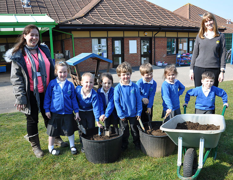 Winton Primary School pupils with super soil