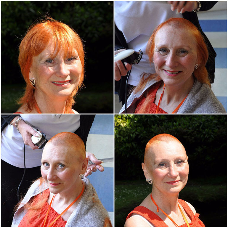 Julie Wood had her head shaved for Cancer Research UK
