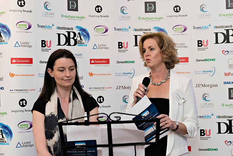 Karen Thurlow from Arts University Bournemouth and Liz Willingham from Liz Lean PR sponsors of the Creative and Digital Impact Award