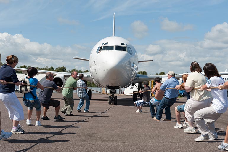 Pull a Plane for charity at Bournemouth Airport