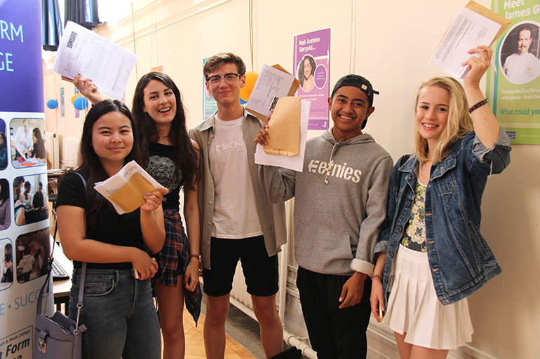 Students collected their results from Bournemouth & Poole College Main Hall at Lansdowne
