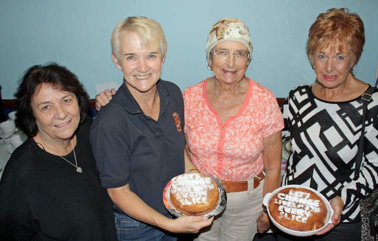 Rotarians and guests (l-r) Patricia Webb, Jenny Tolman, Maureen Nicholson and Sue Platt worked together at the coffee evening to help raise more than £200 for Macmillan Cancer Support.