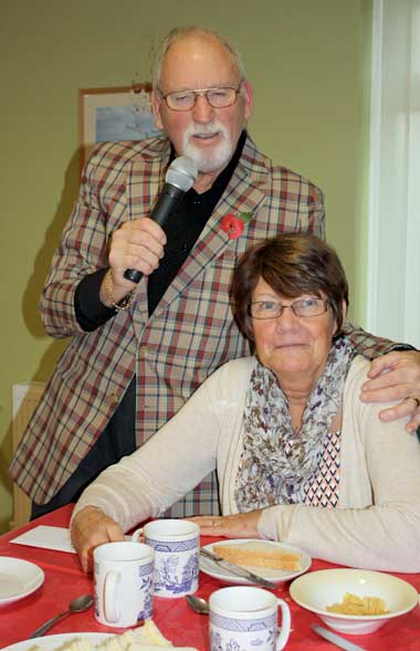 Entertainer Clifford Allen-Bones pictured with guest Margaret Munday at Parley Rotary’s Fabulous Tea Party