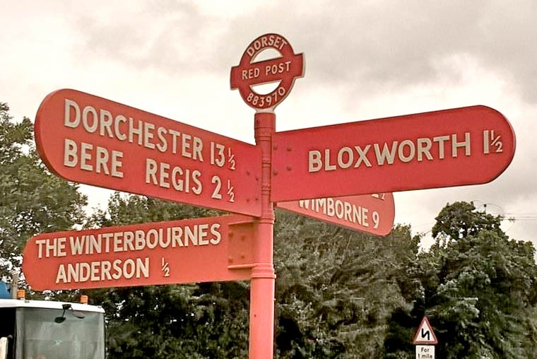 The famous Red Post at Bloxworth has returned to its original glory