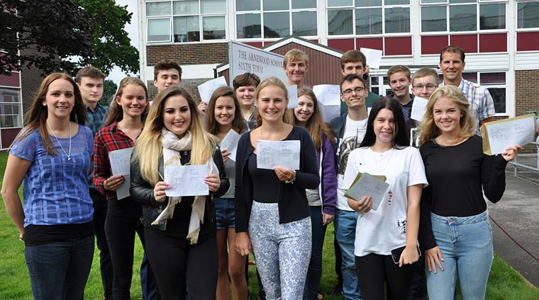 Students from Arnewood School with A-Level results