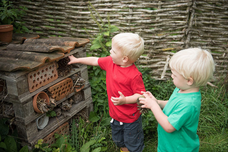 Getting involved with the 30 Days Wild Challenge by building a bug hotel in the garden © Katharine Davies