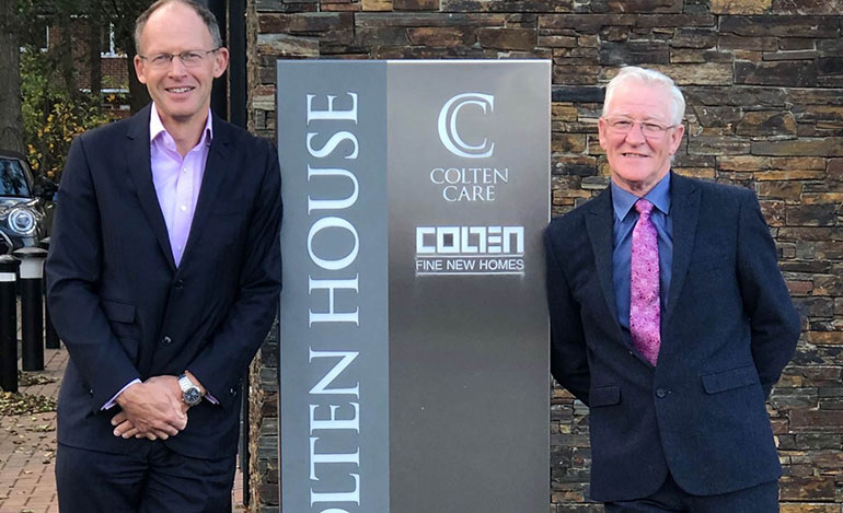 Colten Care chief executive Mark Aitchison, left, and Fergus Davitt, hotel services manager at the Ringwood head office