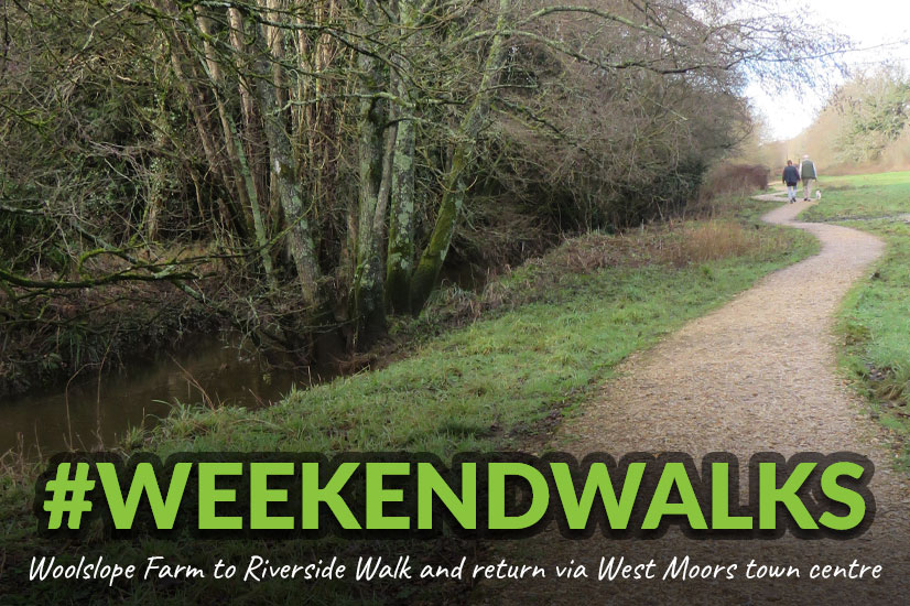 Woolslope Farm to Riverside Walk and return via West Moors town centre