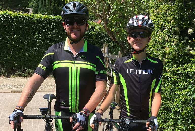 Dan (L) and William Avey-Hebditch in training for their fund-raising ride