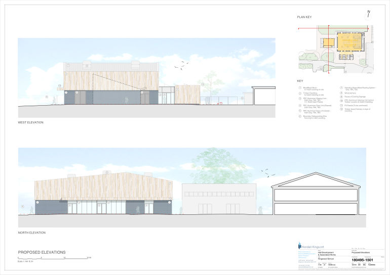 Preliminary drawings of proposed new hall elevations