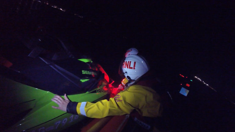 RNLI volunteer in action during the lifeboat’s 94th callout on 24 August