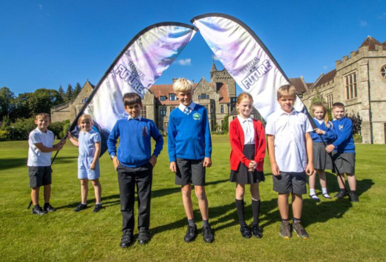 Children from North Dorset primary schools help to launch the Festival of the Future from St Mary’s School near Shaftesbury