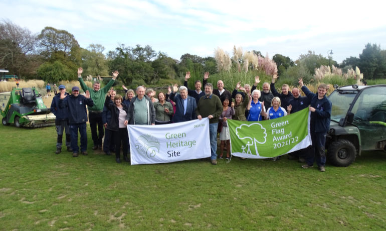 Cllr Mark Anderson with representatives from Poole Park team and gardening volunteers, Poole Park Bowling Club, Poole Park Users Group and Friends of Upton Country Park