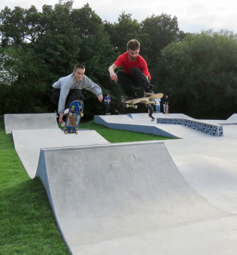 Perfect harmony as skateboarders try out the new facility in West Moors