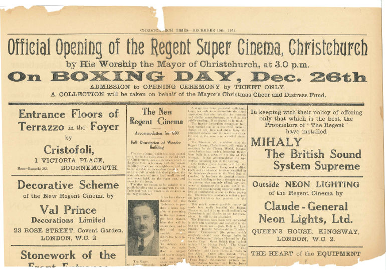 1931 opening news Regent Centre