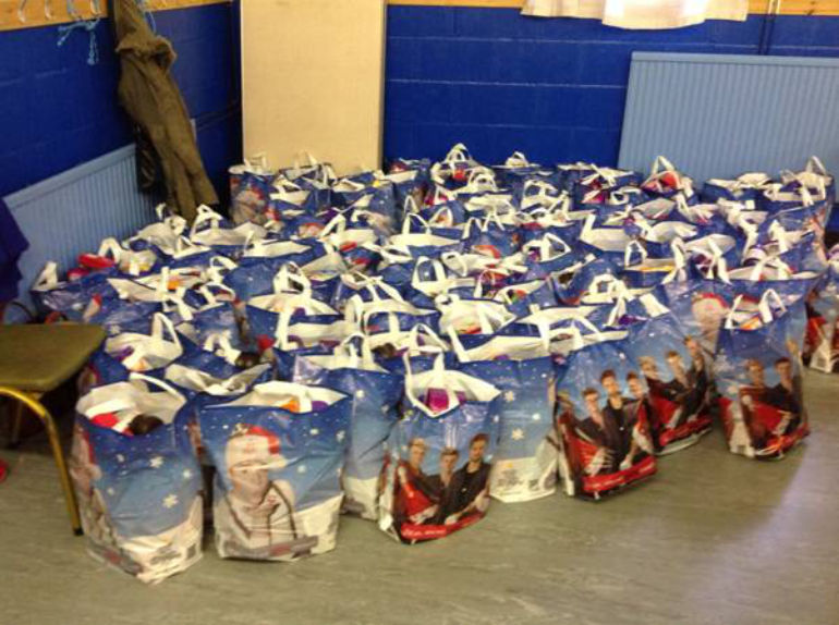 Assembled bags awaiting delivery by Wimborne and Ferndown Lions