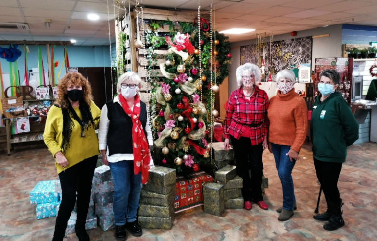 Forest Holme volunteers in the Christmas shop
