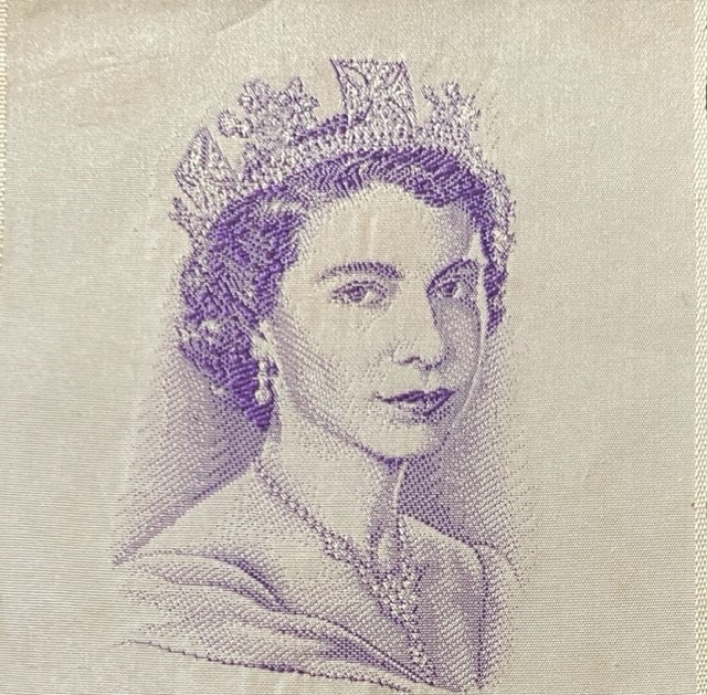Image taken from the Lullingstone Silk tassel of HM Queen Elizabeth II. Lullingstone Silk was used in the Coronation Robes in 1953