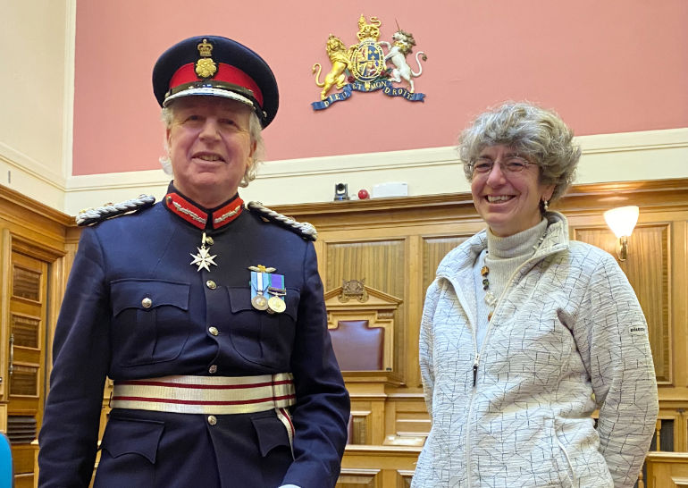 Lord Lieutenant for Dorset Angus Campbell and Dorset Community Foundation trustee Deb Appleby