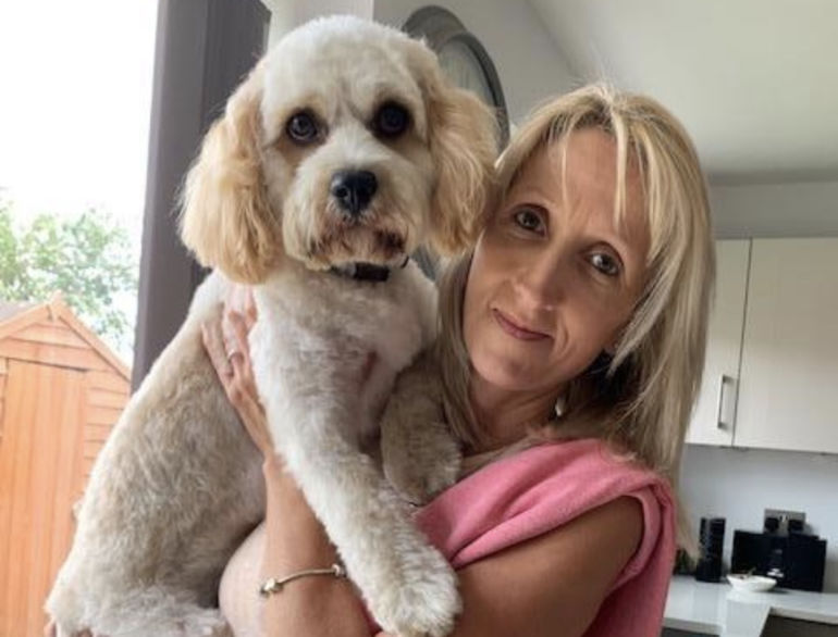 Jo Gracie aims to raise £700 this March for Cancer Research UK with her dog Tedward