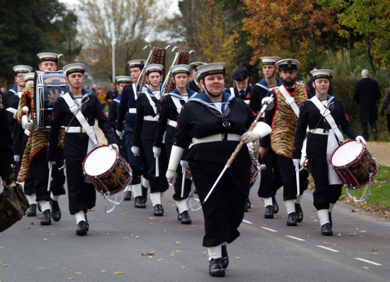 Leading the parade Cadet Abbie, Poole Sea Cadet’s drum major © Bruce Grant Braham