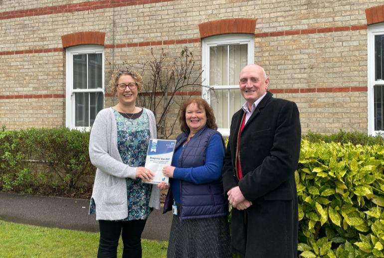 Healthy Body and Brain project winners. (L-R) Dr Jo Walkley, clinical neuropsychologist for the Memory Assessment Service (MAS) and Kathy Sheret, Memory Assessment Service lead for Pan Dorset with trust chairman Andy Willis