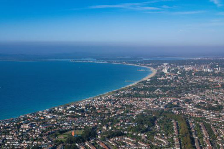 Bay aerial shot Bournemouth and Poole © BCP Tourism