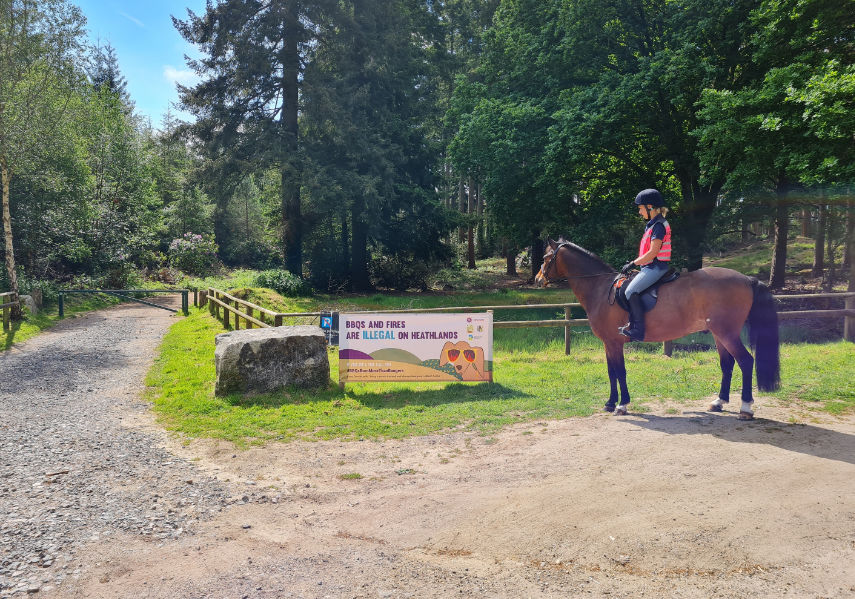 Heathland barbecue Pony and rider with BBQ banner