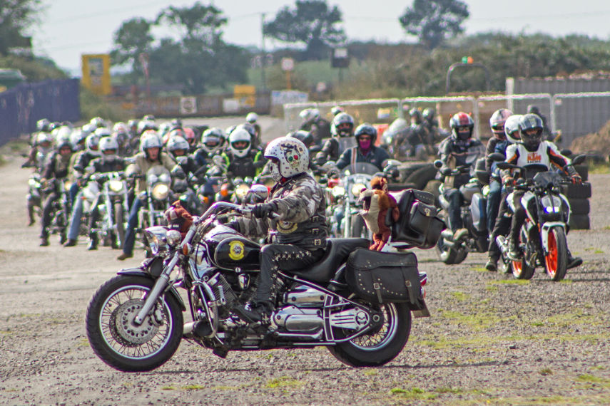 Motorcyclists arriving at Henstridge Airfield in 2021