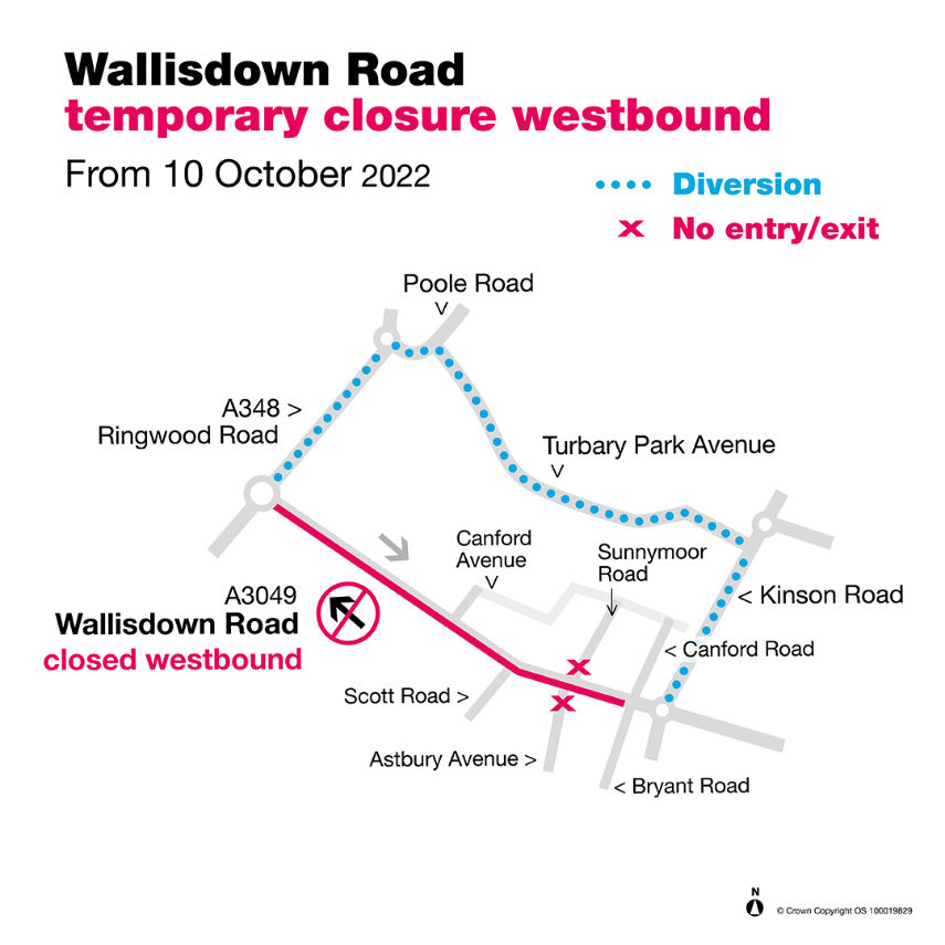 BCP0407_Wallsidown Road wb closure map
