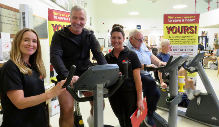 Graeme Souness with Bournemouth Heart Club instructors Sarah Tinsley and Victoria Crawford