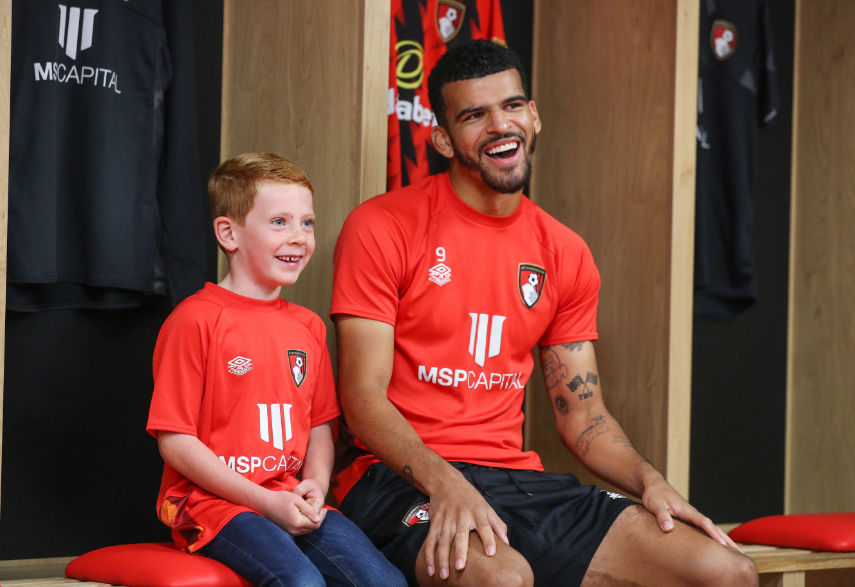 George Murphy with Cherries’ forward Dominic Solanke