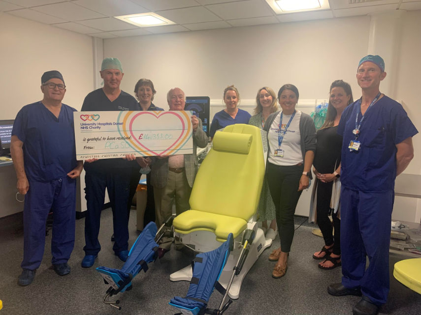 Representatives from University Hospitals Dorset NHS Charity, Prostate Cancer Support Organisation and the urology team at University Hospitals Dorset