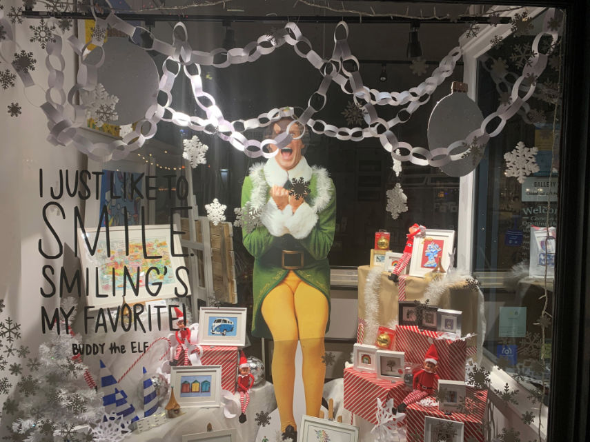 A Westbourne shop window at Christmas