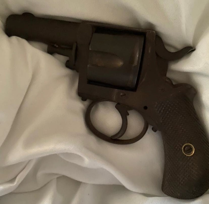 The revolver found in a guest’s bedroom in the George Hotel