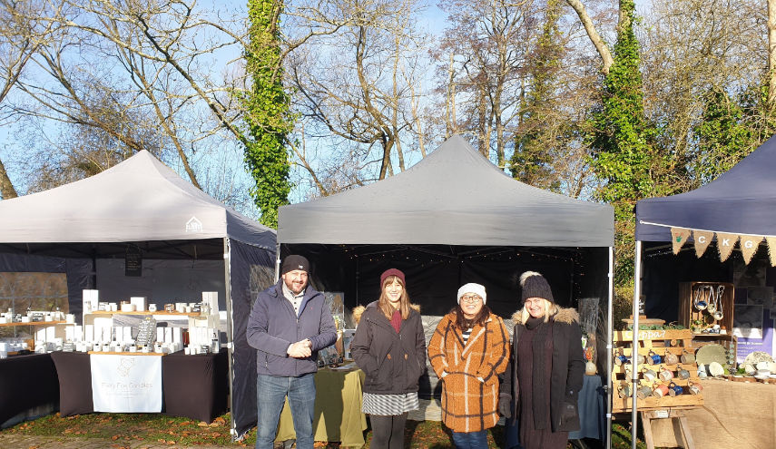 Christmas Market exhibitors L-R: Geoff Avey-Hebditch, Sharayah Engelbrecht, Sophia Chan and Claire Kirby-Graven