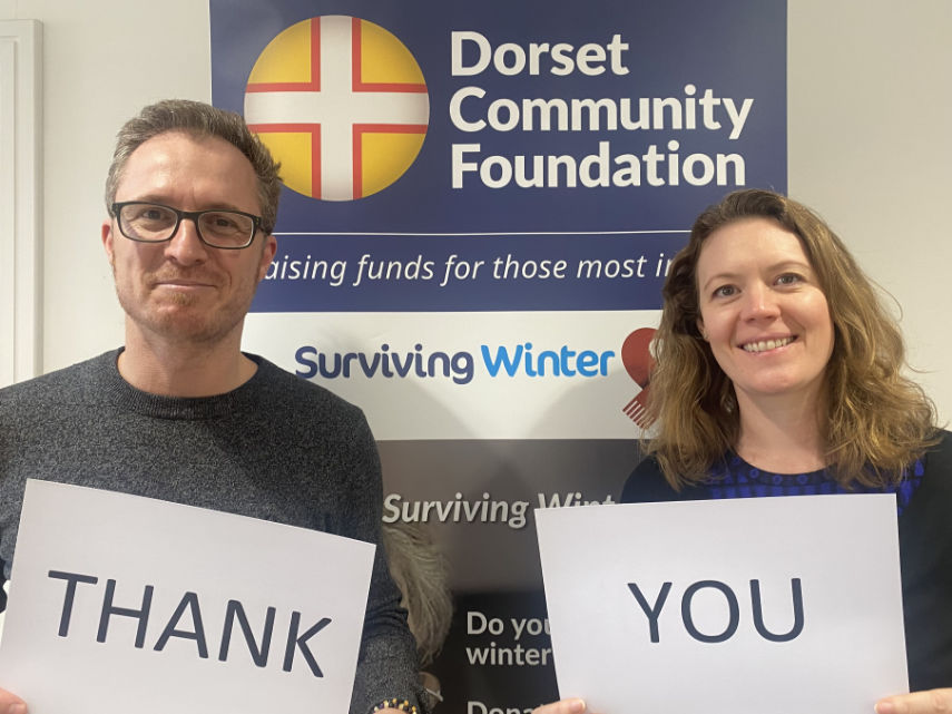 Dorset Community Foundation development manager Gareth Owens and Grants manager Ellie Maguire