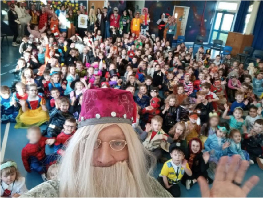 Headteacher Dave Graves gets into the spirit of WBD as Professor Dumbledore from JK Rowling’s Harry Potter series