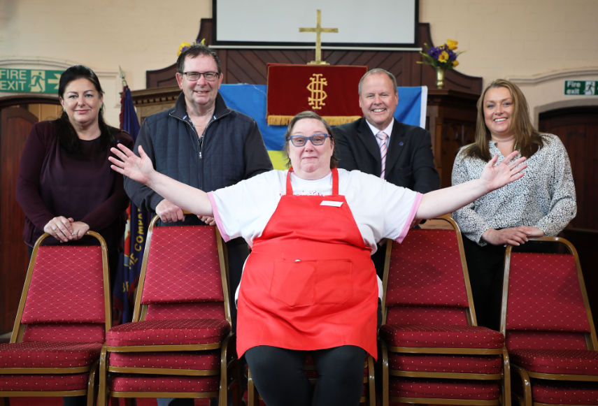 Back row (l-r) Leanne Adimi from Douch Family Funeral Directors, Deacon Jonathan Martin from the church, Jonathan Stretch and Marcella McDonagh from Douch Family Funeral Directors and in front Zoe Grimley