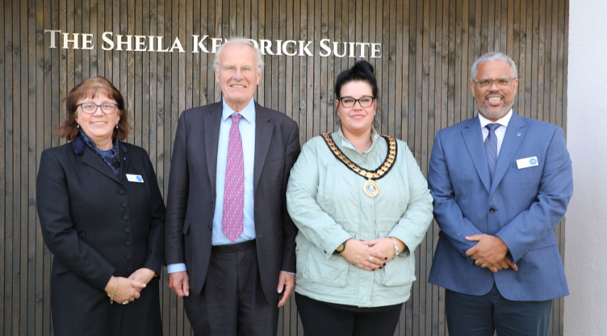 Debbie Brown, branch manager, Sir Christopher Chope OBE MO, Ferndown Mayoress Krissy Stamp and Nick Douch, managing director of Douch Family Funeral Directors