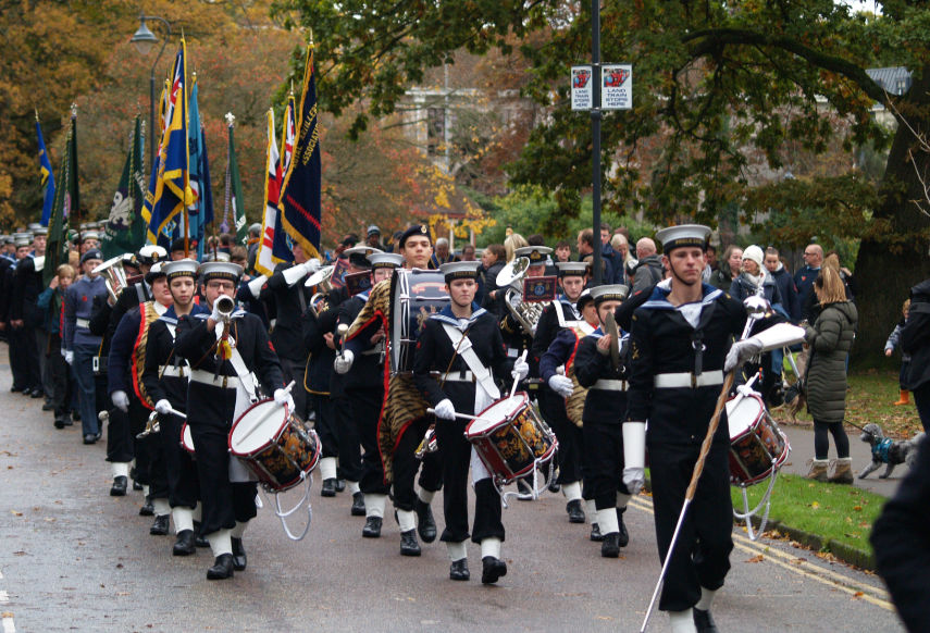 Poole Sea Cadet Band led Poole’s Remembrance Sunday parade. Photo by Bruce Grant-Braham