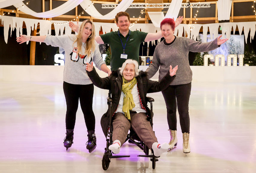 Care South resident 102 year old Eileen Pickering took to the ice at the Bournemouth international Centre